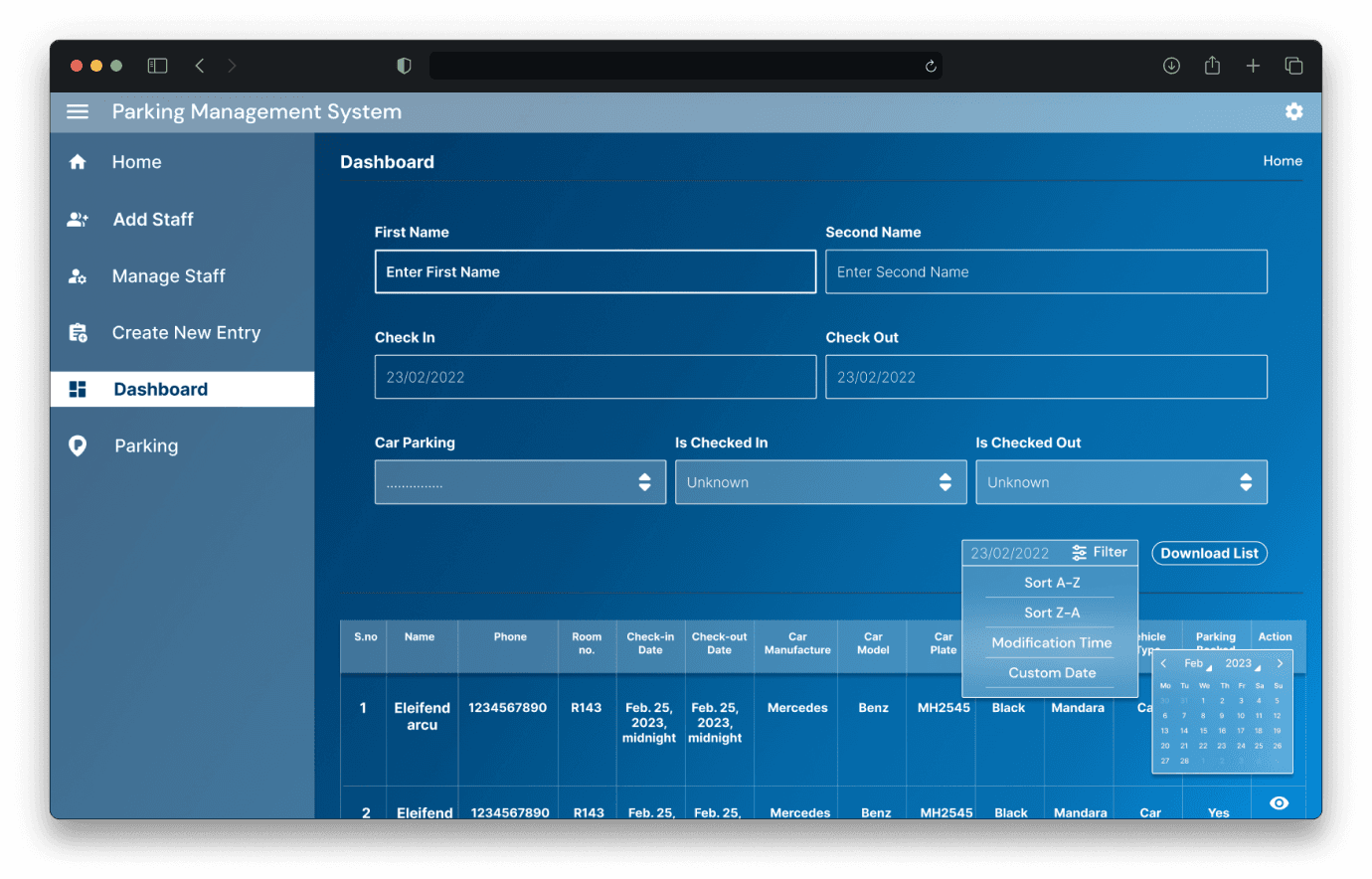 Parking Space CRM